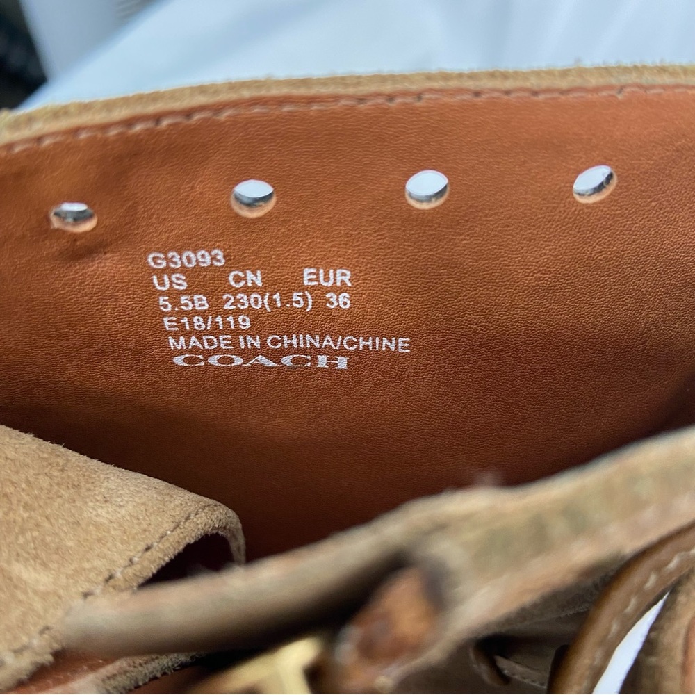 Coach Camel Suede Dean Lace Up Booties - Picture 6 of 10